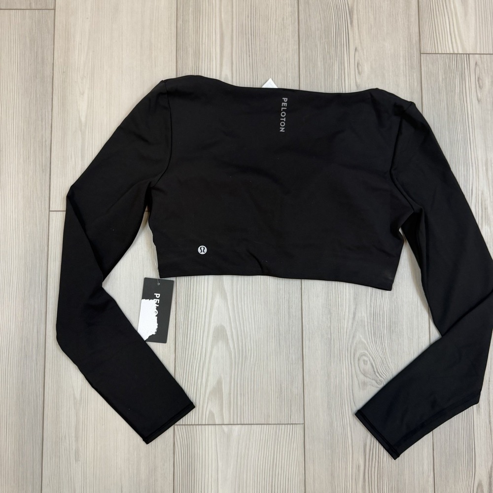 NWT‎ Lululemon X Peloton Everlux V-neck Long Sleeve Bra Cropped Top Large Black - Picture 8 of 9